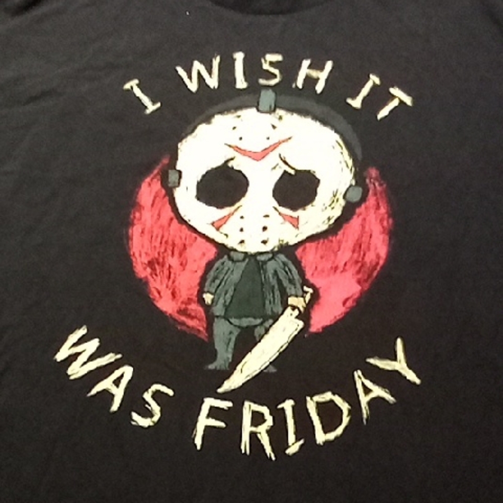 Men's Black XL Friday The 13th Jason Vorhees I Wish It Was Friday Shirt